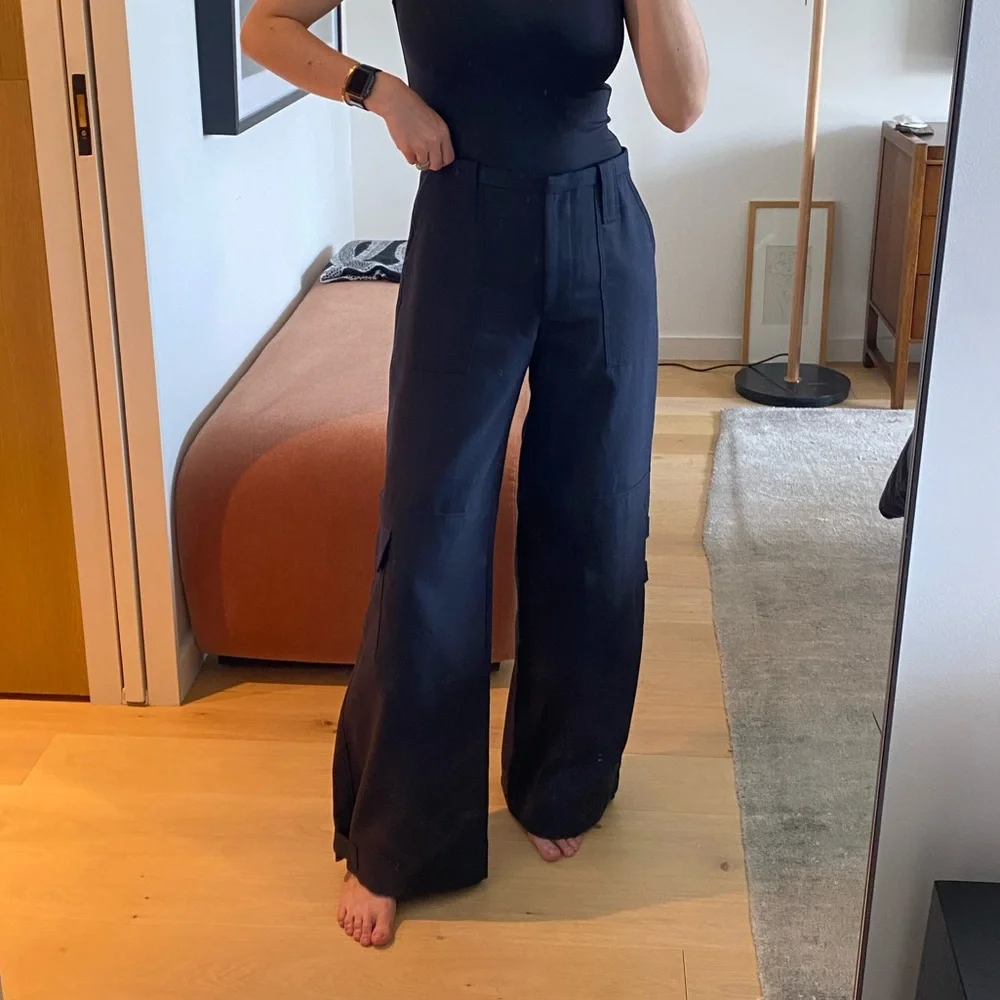 GANNI Wide Leg Cargo Pants, Dark Blue - Size 36 (US6) - Picture 1 of 11